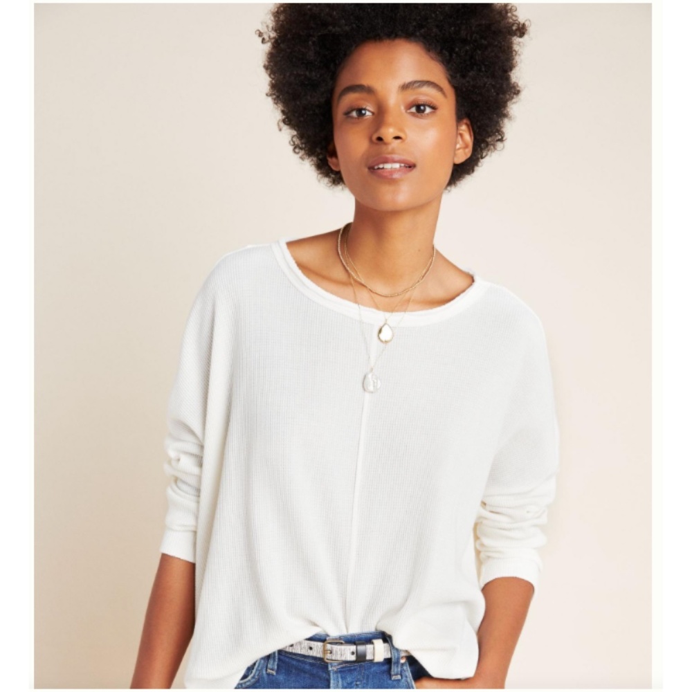 By Anthropologie Nori Waffle Knit Pullover Top